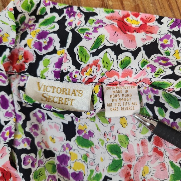 Victoria's Secret Floral Robe Gold Label Belted 3/4 Kimono Sleeve Vtg One Size - Picture 7 of 9